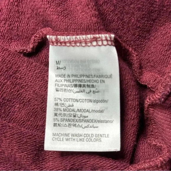 Maison Jules Womens Pullover Tee Top Medium Wine Maroon Long Sleeved Crewneck - Picture 5 of 7